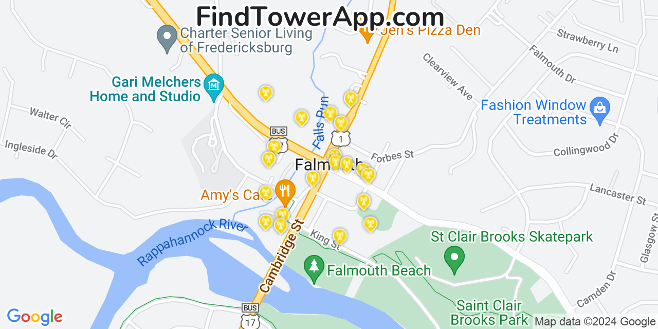 T-Mobile 4G/5G cell tower coverage map Falmouth, Virginia