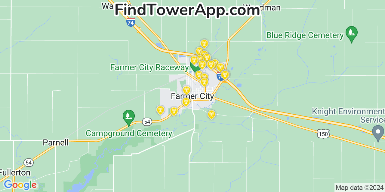 AT&T 4G/5G cell tower coverage map Farmer City, Illinois