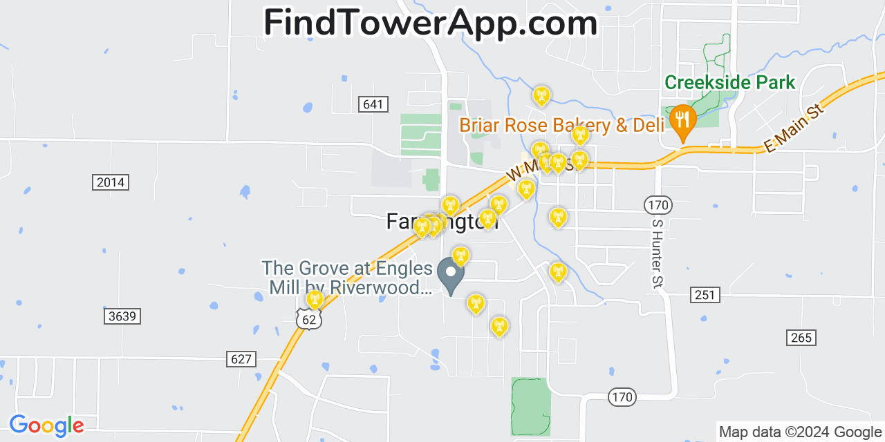 AT&T 4G/5G cell tower coverage map Farmington, Arkansas