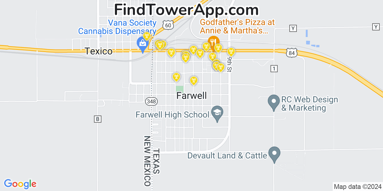 T-Mobile 4G/5G cell tower coverage map Farwell, Texas