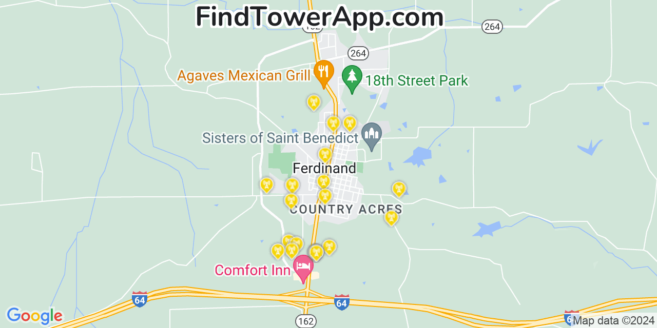 T-Mobile 4G/5G cell tower coverage map Ferdinand, Indiana