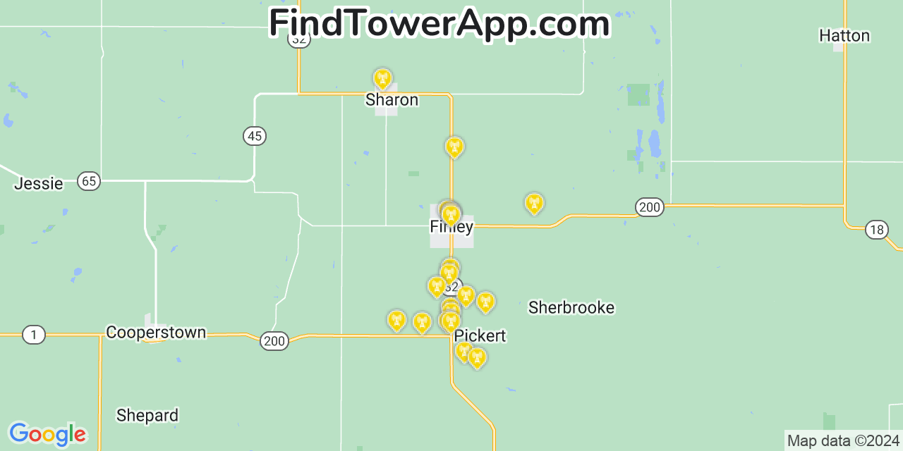 T-Mobile 4G/5G cell tower coverage map Finley, North Dakota