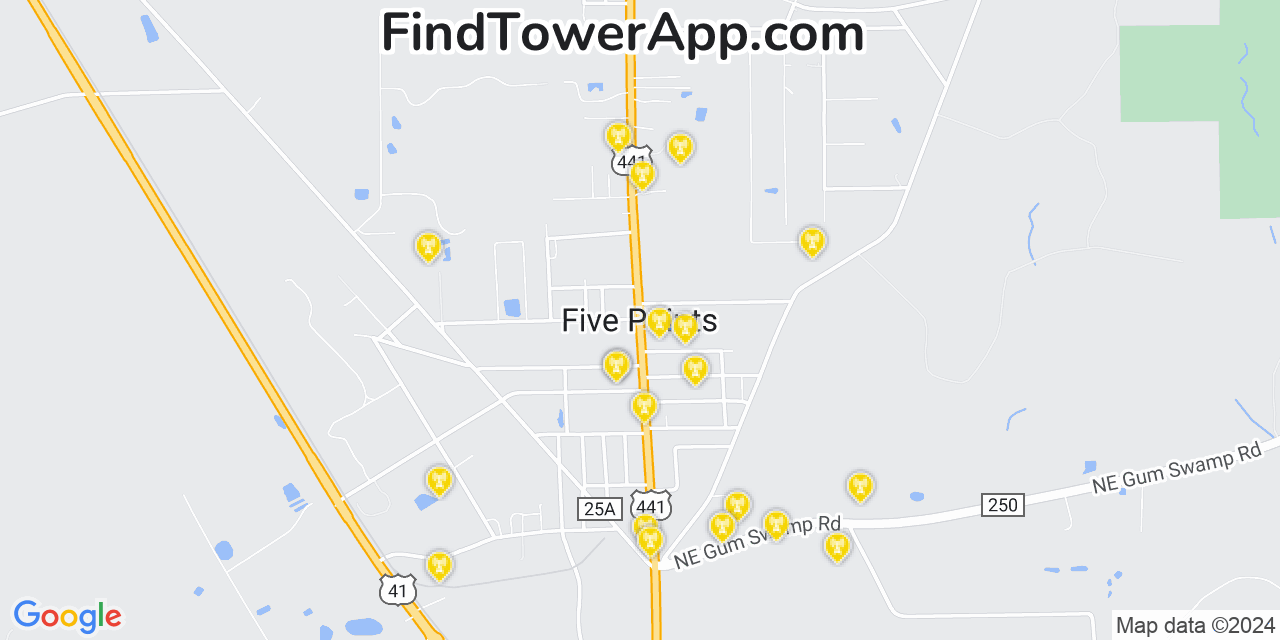 T-Mobile 4G/5G cell tower coverage map Five Points, Florida