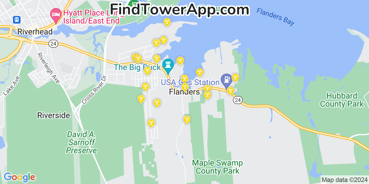Verizon 4G/5G cell tower coverage map Flanders, New York