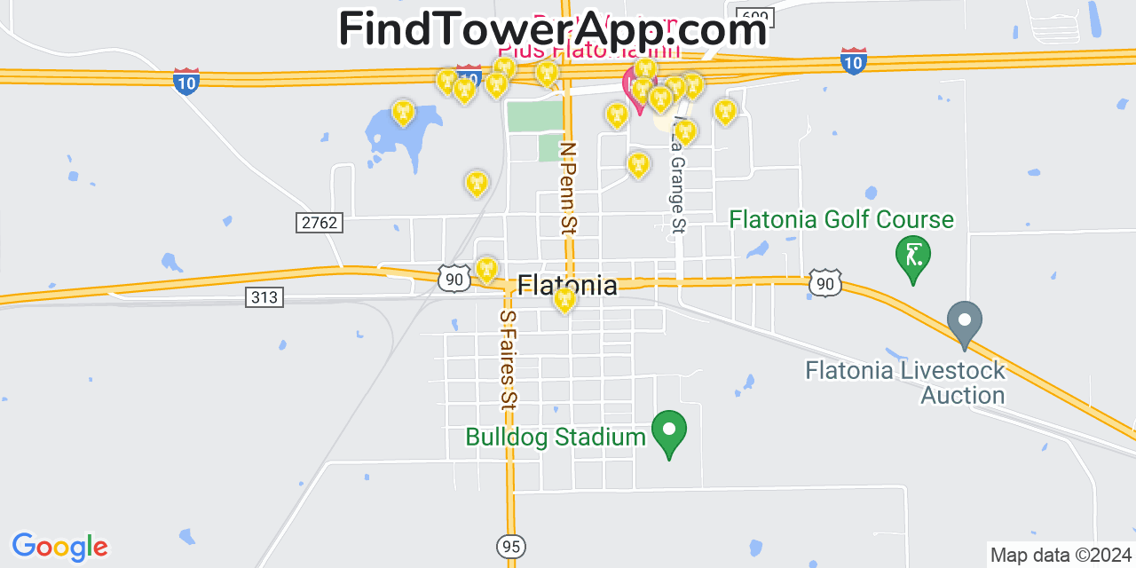 AT&T 4G/5G cell tower coverage map Flatonia, Texas
