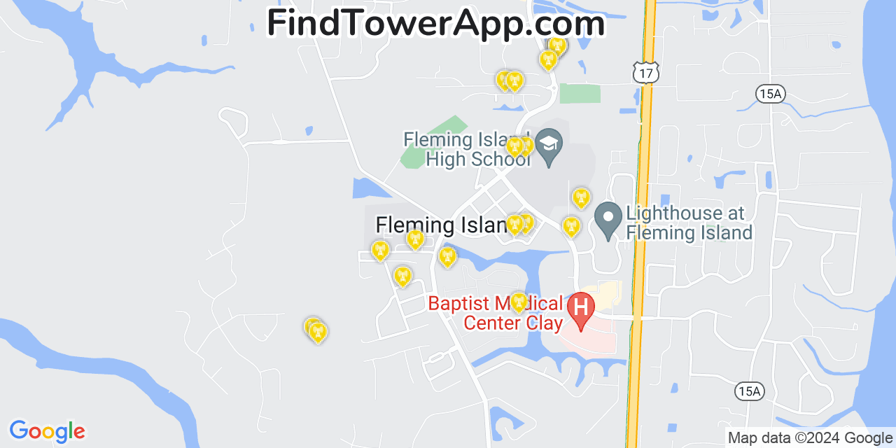 Verizon 4G/5G cell tower coverage map Fleming Island, Florida