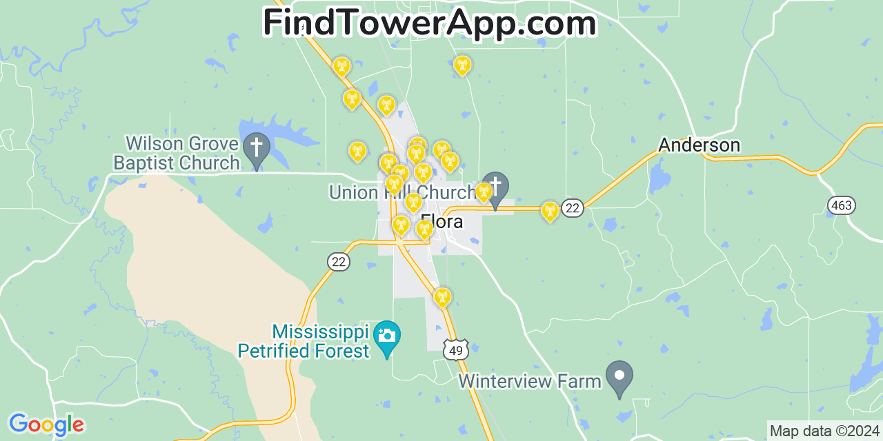 T-Mobile 4G/5G cell tower coverage map Flora, Mississippi