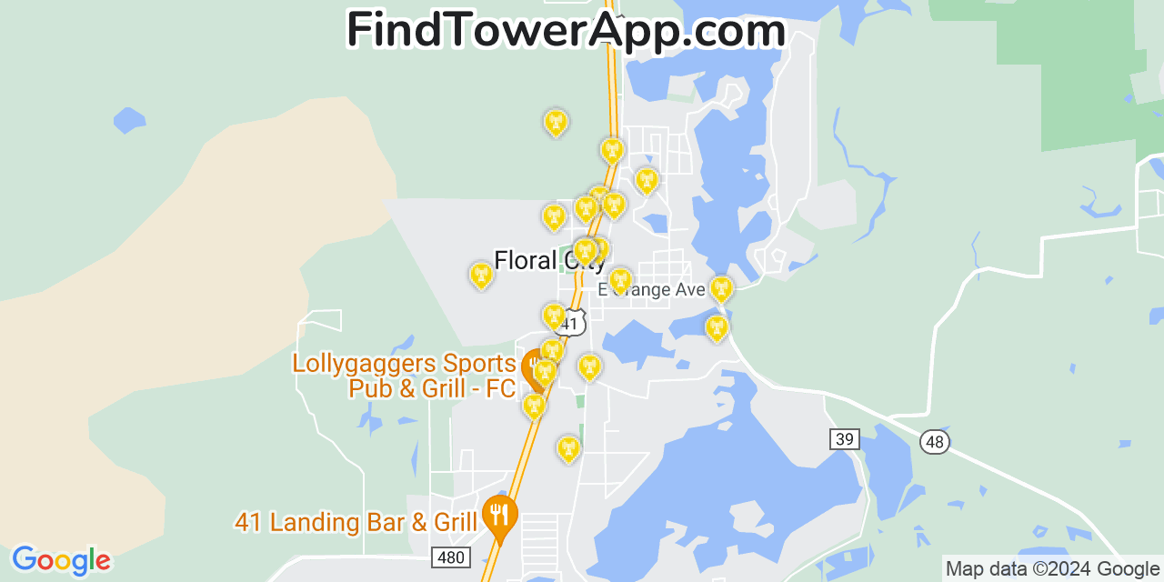 AT&T 4G/5G cell tower coverage map Floral City, Florida