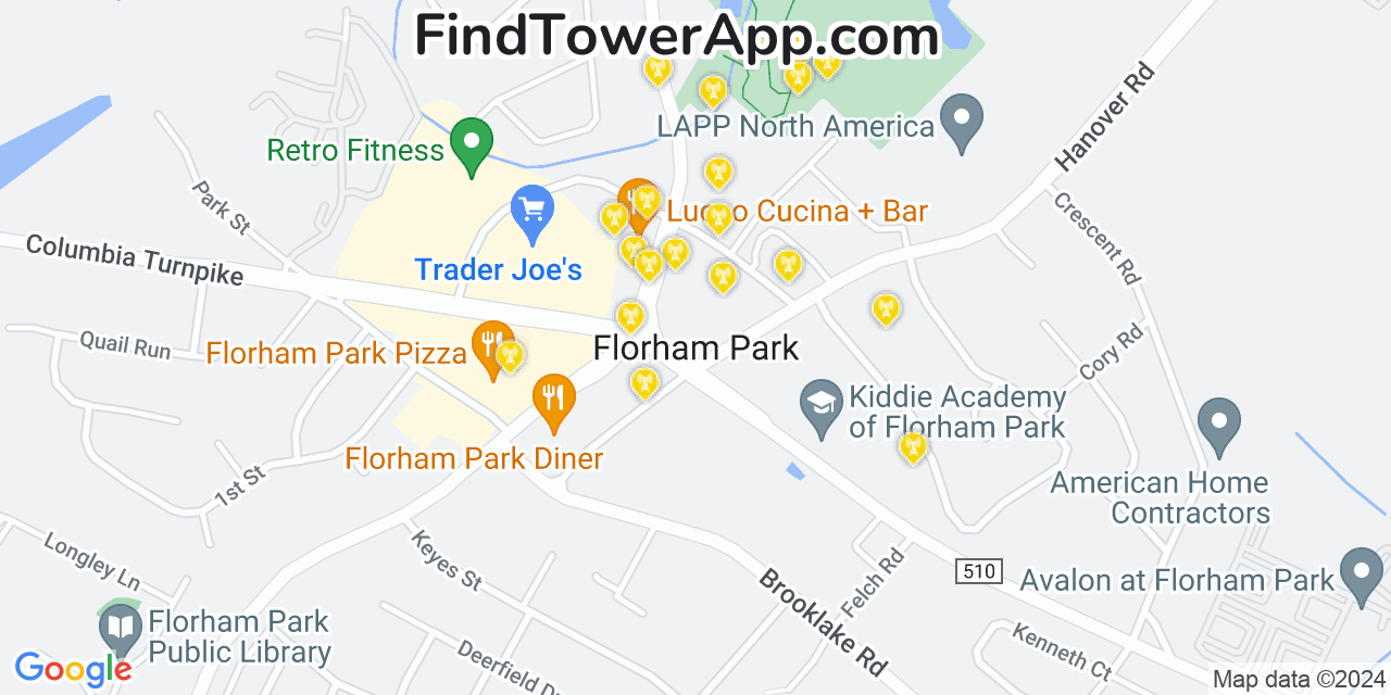 AT&T 4G/5G cell tower coverage map Florham Park, New Jersey