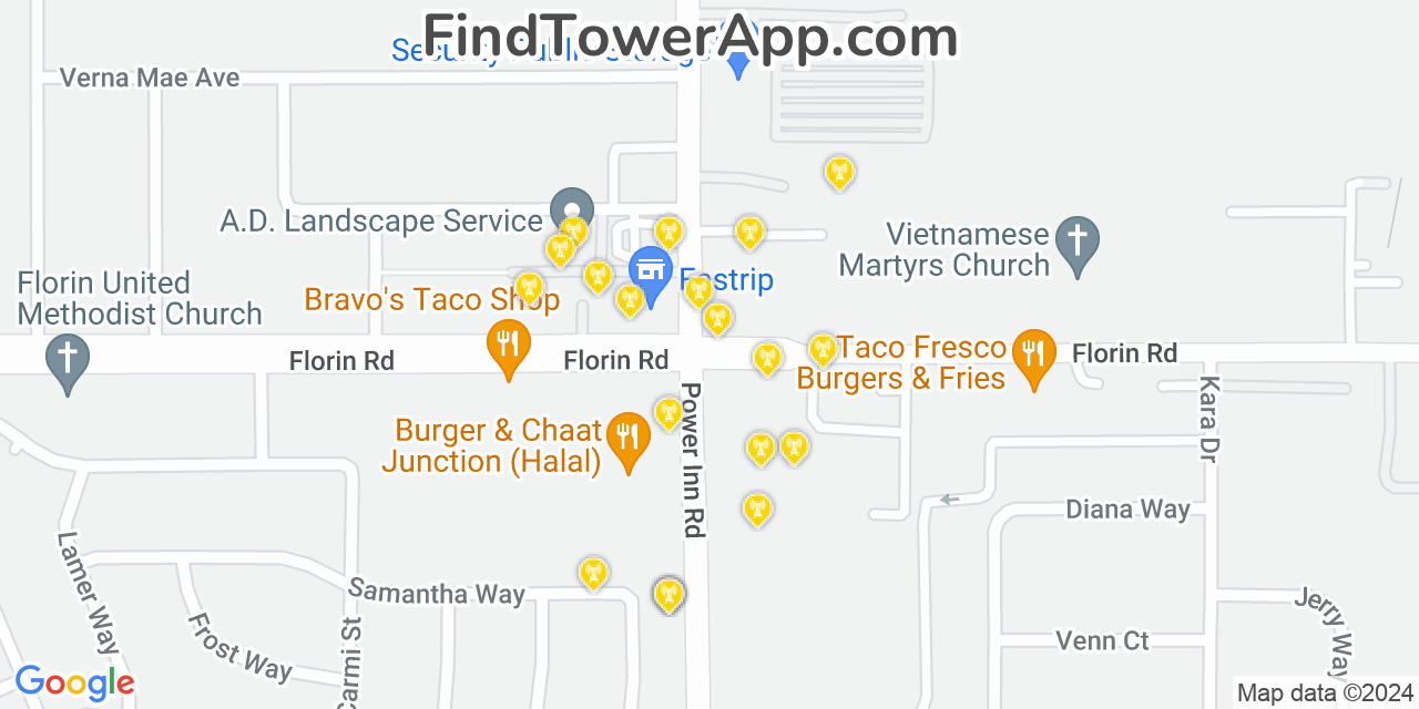 T-Mobile 4G/5G cell tower coverage map Florin, California