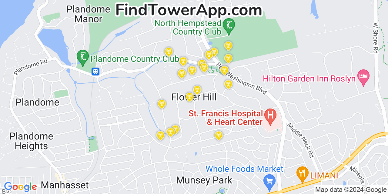 T-Mobile 4G/5G cell tower coverage map Flower Hill, New York