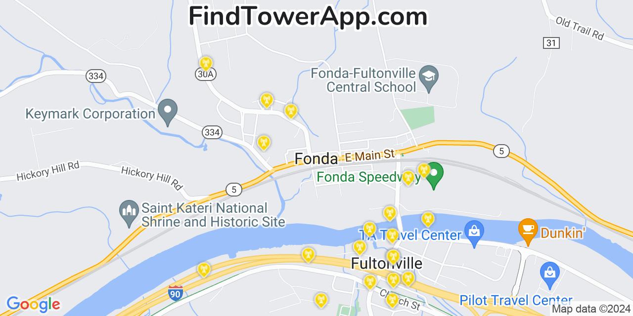 Verizon 4G/5G cell tower coverage map Fonda, New York