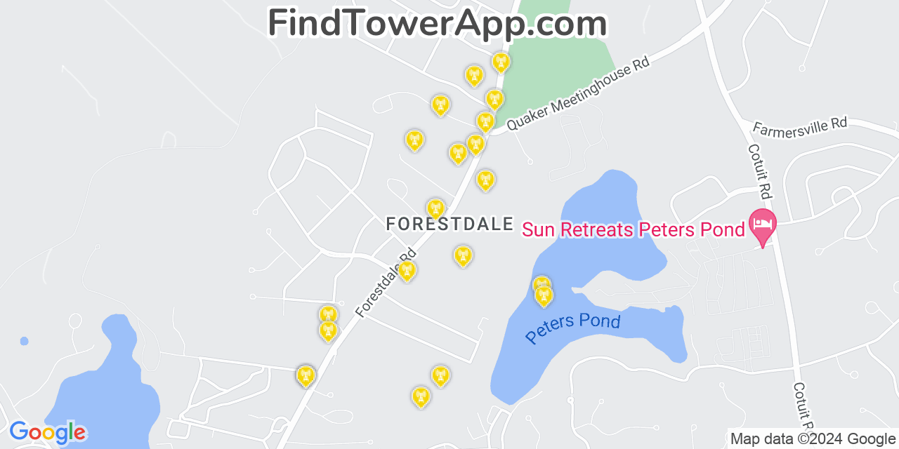 AT&T 4G/5G cell tower coverage map Forestdale, Massachusetts