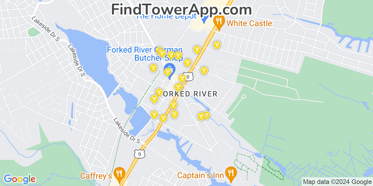 Verizon 4G/5G cell tower coverage map Forked River, New Jersey