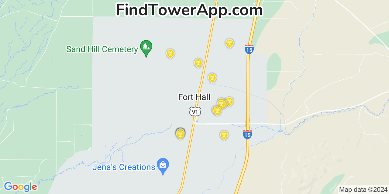 Verizon 4G/5G cell tower coverage map Fort Hall, Idaho