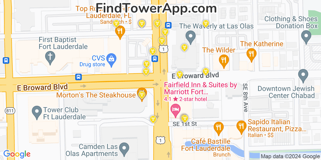 T-Mobile 4G/5G cell tower coverage map Fort Lauderdale, Florida
