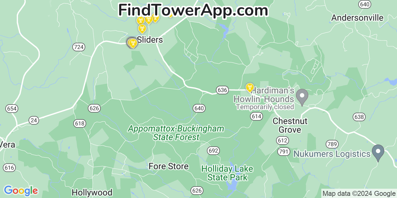 AT&T 4G/5G cell tower coverage map Fort Lee, Virginia