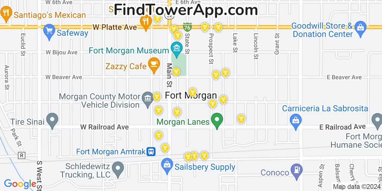 Verizon 4G/5G cell tower coverage map Fort Morgan, Colorado