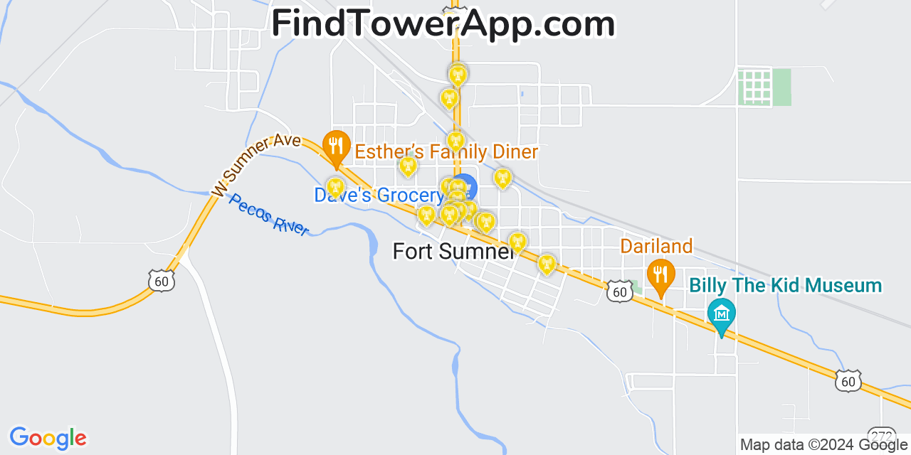 AT&T 4G/5G cell tower coverage map Fort Sumner, New Mexico
