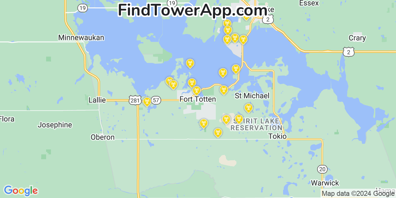 T-Mobile 4G/5G cell tower coverage map Fort Totten, North Dakota