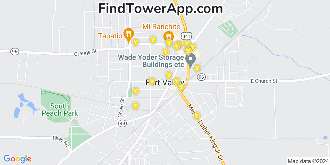 AT&T 4G/5G cell tower coverage map Fort Valley, Georgia