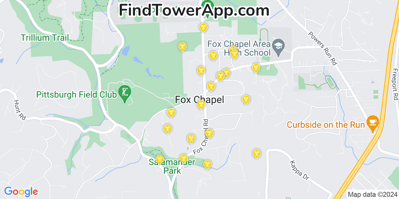 T-Mobile 4G/5G cell tower coverage map Fox Chapel, Pennsylvania