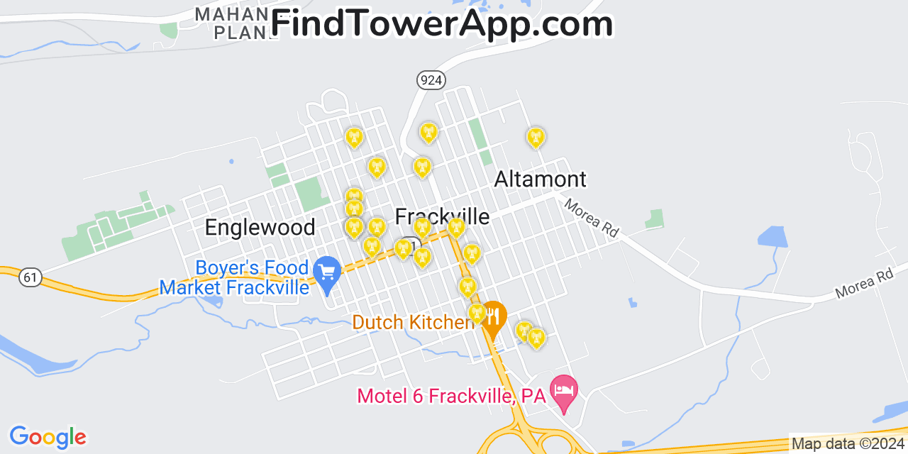 T-Mobile 4G/5G cell tower coverage map Frackville, Pennsylvania