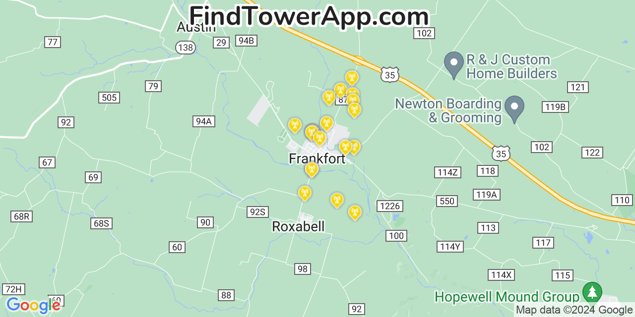 T-Mobile 4G/5G cell tower coverage map Frankfort, Ohio