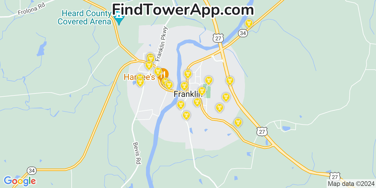 T-Mobile 4G/5G cell tower coverage map Franklin, Georgia
