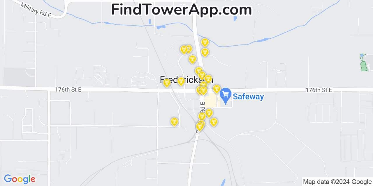 AT&T 4G/5G cell tower coverage map Frederickson, Washington