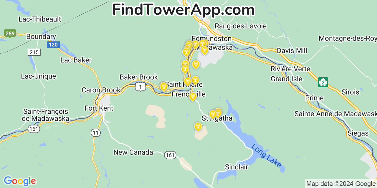 T-Mobile 4G/5G cell tower coverage map Frenchville, Maine