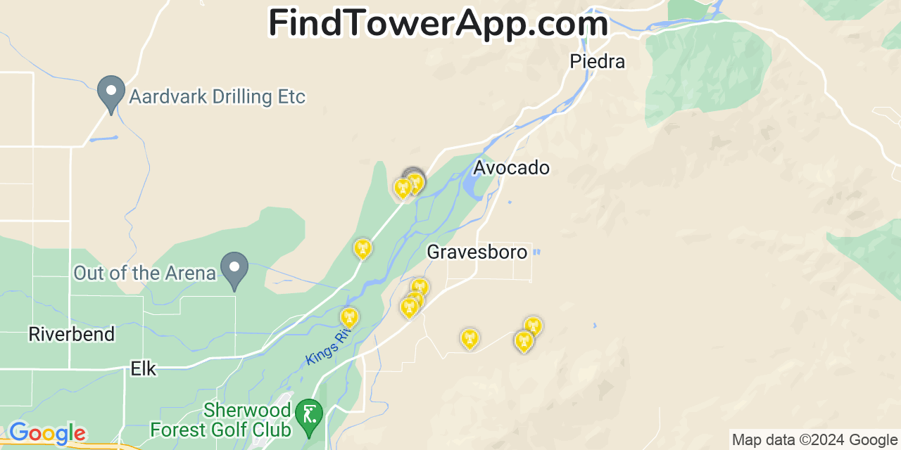 AT&T 4G/5G cell tower coverage map Fruitridge Pocket, California