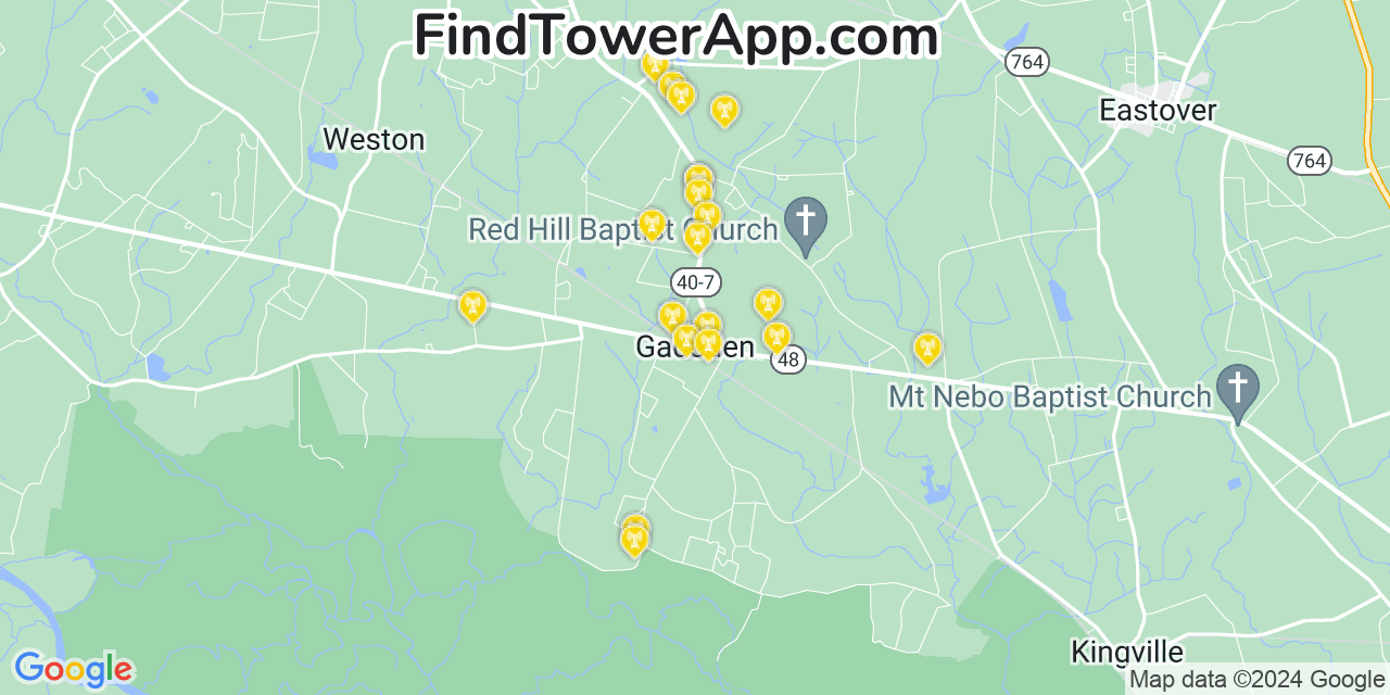 AT&T 4G/5G cell tower coverage map Gadsden, South Carolina