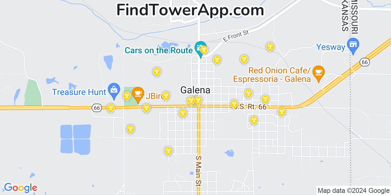 AT&T 4G/5G cell tower coverage map Galena, Kansas
