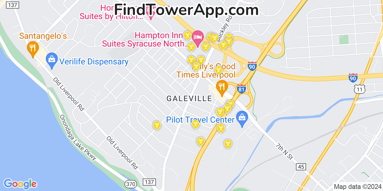 AT&T 4G/5G cell tower coverage map Galeville, New York