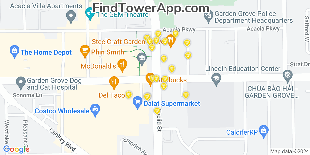 T-Mobile 4G/5G cell tower coverage map Garden Grove, California