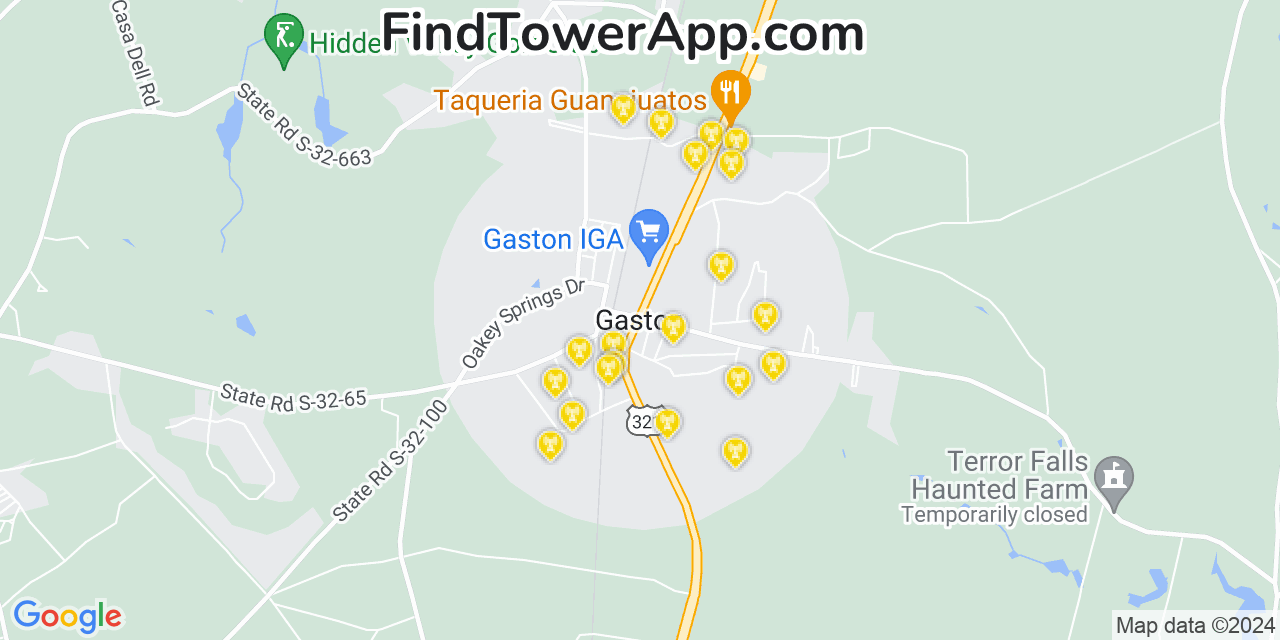 AT&T 4G/5G cell tower coverage map Gaston, South Carolina
