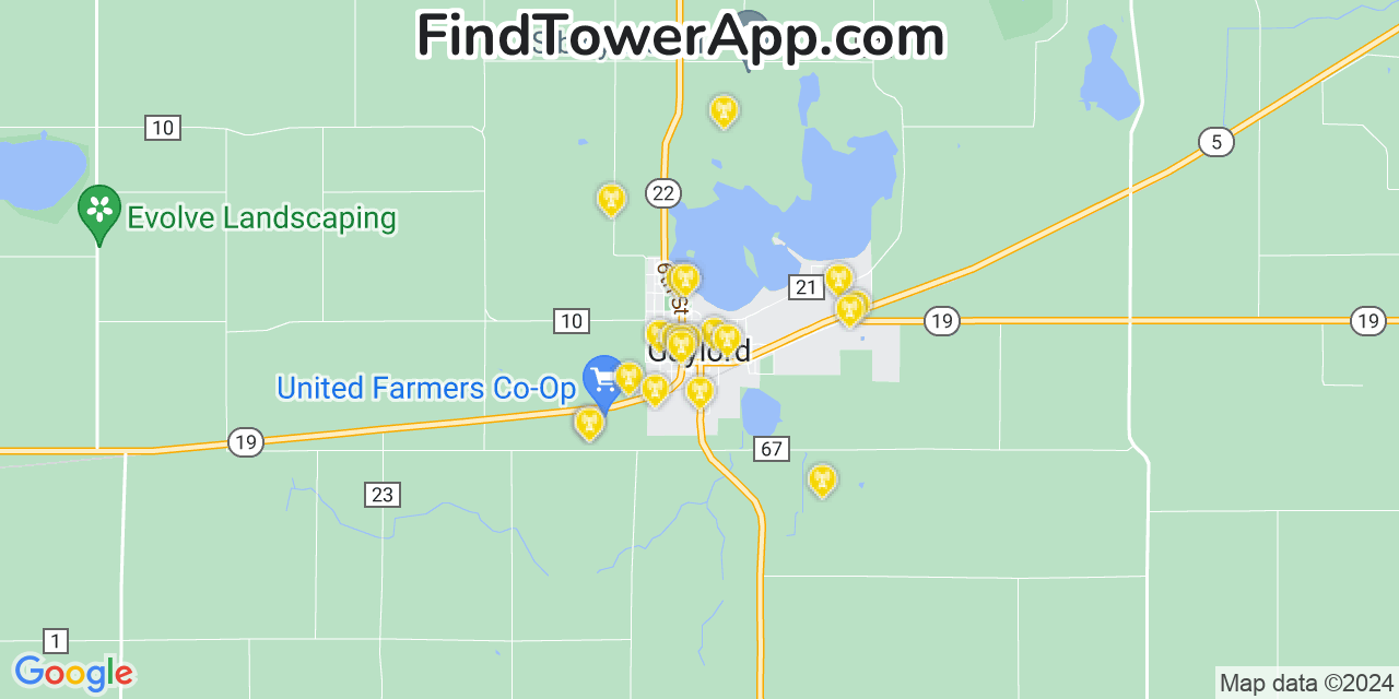 AT&T 4G/5G cell tower coverage map Gaylord, Minnesota