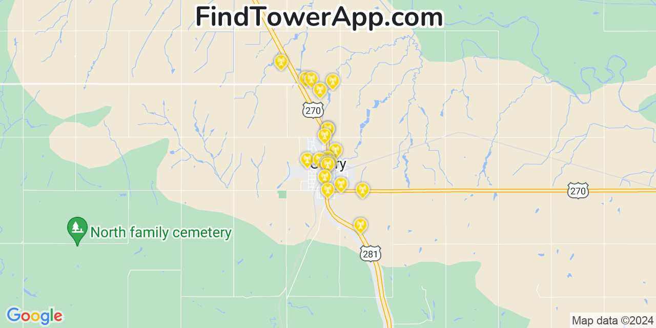 AT&T 4G/5G cell tower coverage map Geary, Oklahoma