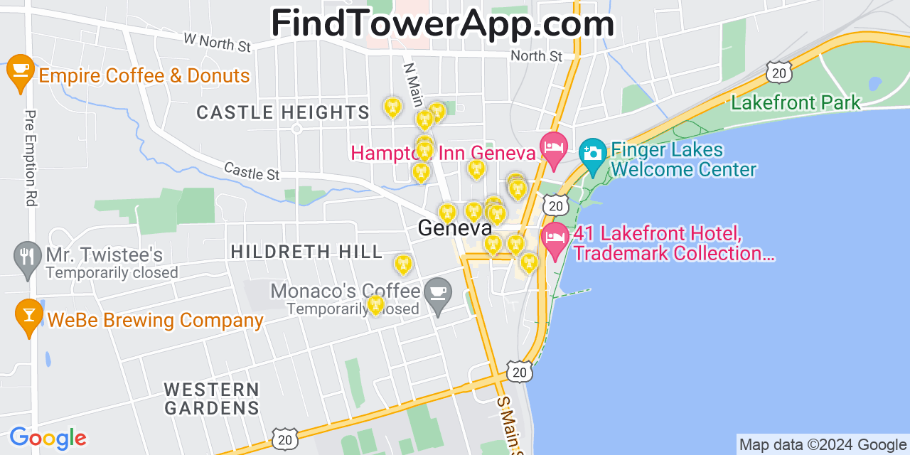 T-Mobile 4G/5G cell tower coverage map Geneva, New York