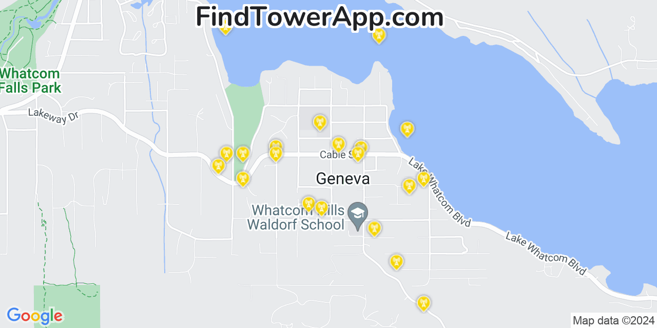 AT&T 4G/5G cell tower coverage map Geneva, Washington