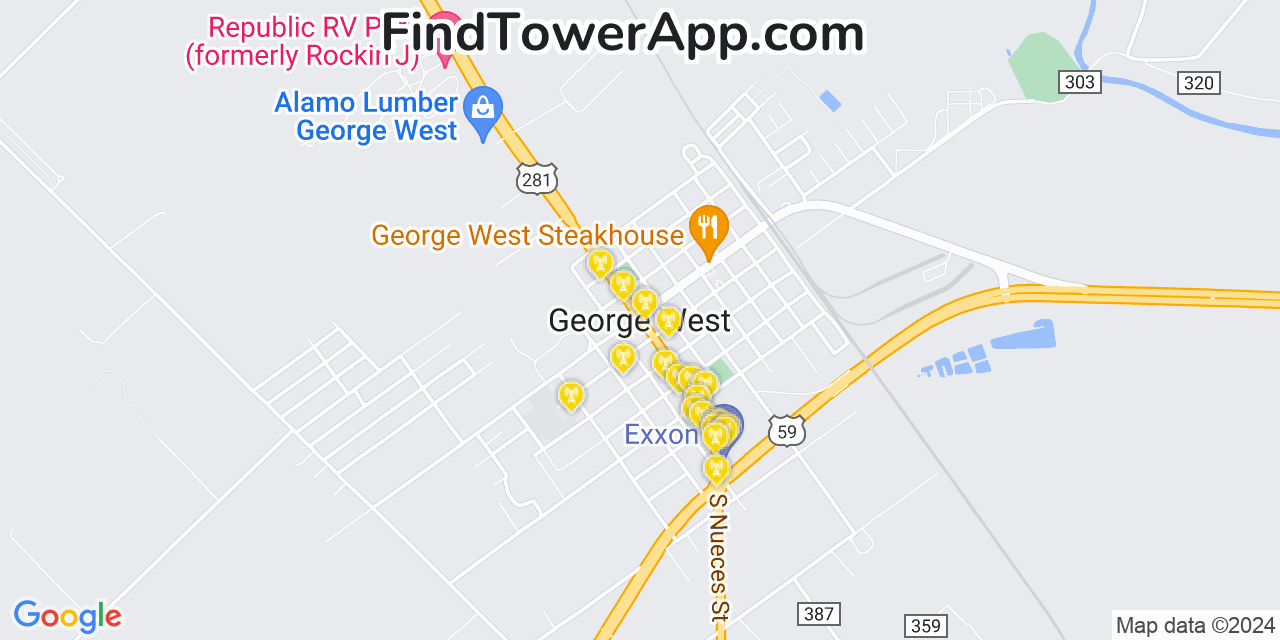 T-Mobile 4G/5G cell tower coverage map George West, Texas