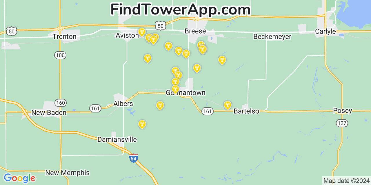 T-Mobile 4G/5G cell tower coverage map Germantown, Illinois