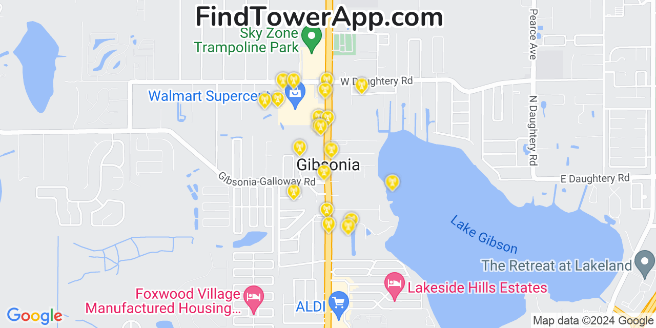 AT&T 4G/5G cell tower coverage map Gibsonia, Florida