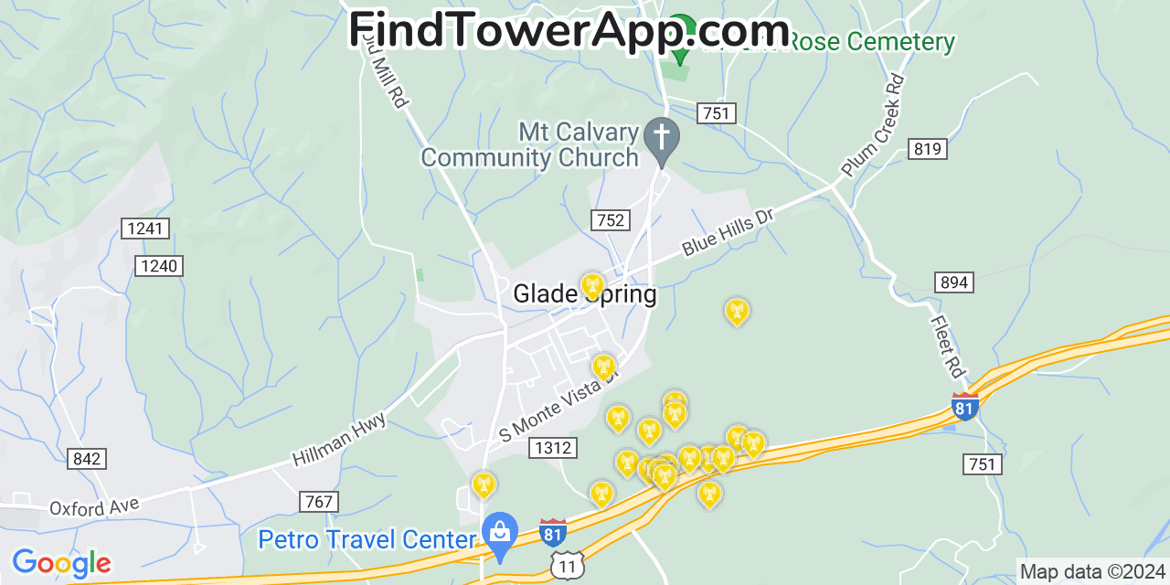 T-Mobile 4G/5G cell tower coverage map Glade Spring, Virginia