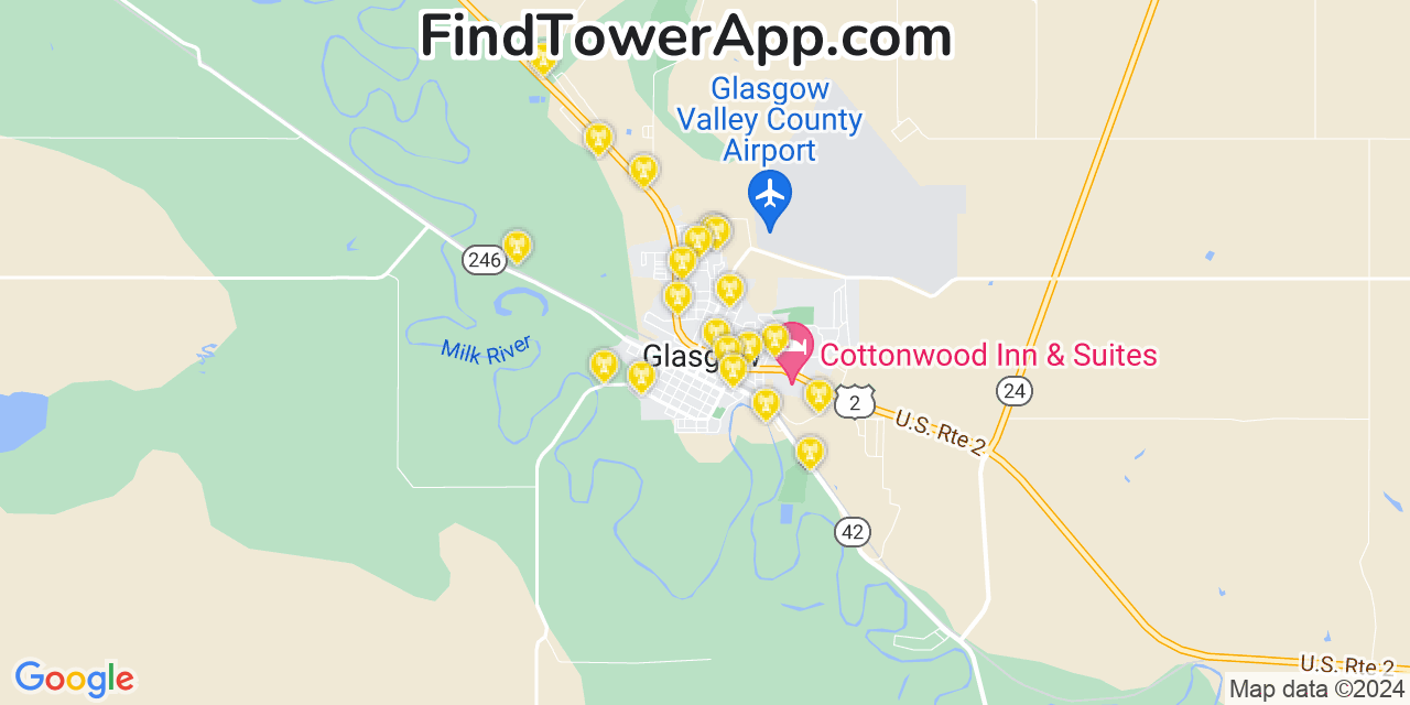 T-Mobile 4G/5G cell tower coverage map Glasgow, Montana