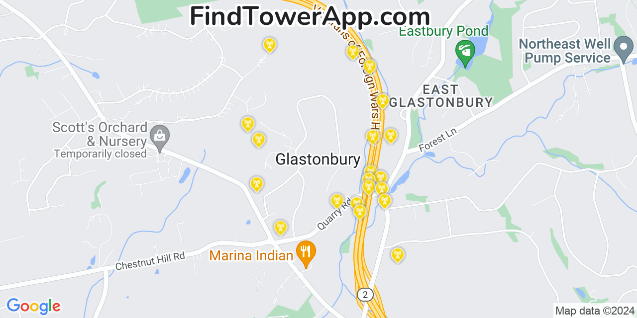 T-Mobile 4G/5G cell tower coverage map Glastonbury, Connecticut