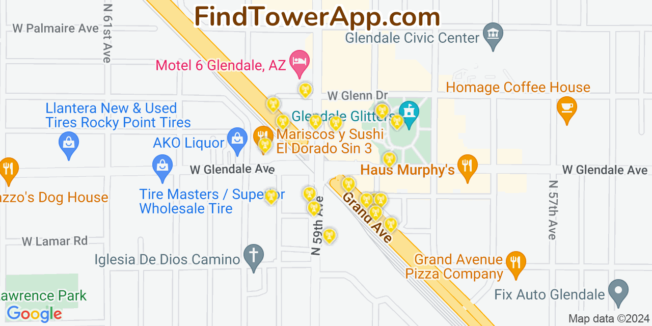 T-Mobile 4G/5G cell tower coverage map Glendale, Arizona