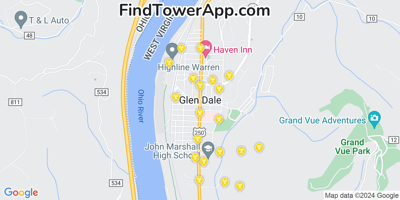 T-Mobile 4G/5G cell tower coverage map Glendale, West Virginia