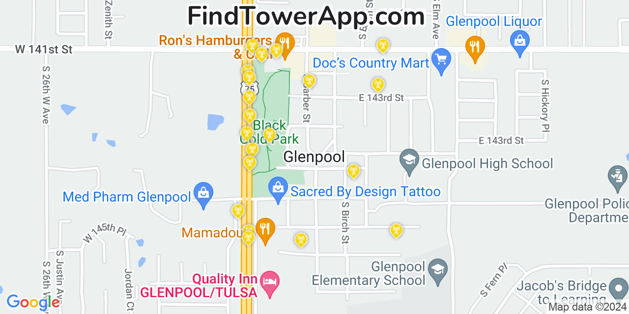 T-Mobile 4G/5G cell tower coverage map Glenpool, Oklahoma